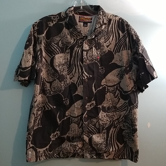 Quicksilver Hawaiian Boardriding floral print button up shirt large - Picture 1 of 10
